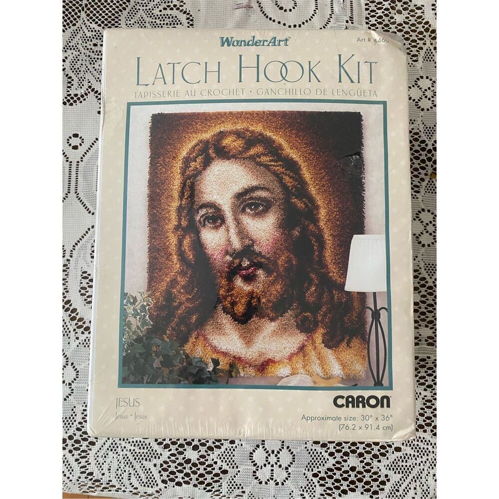 Caron Wonderart Jesus Latch Hook Kit Art 4460 Rug Wall Hanging 30x36